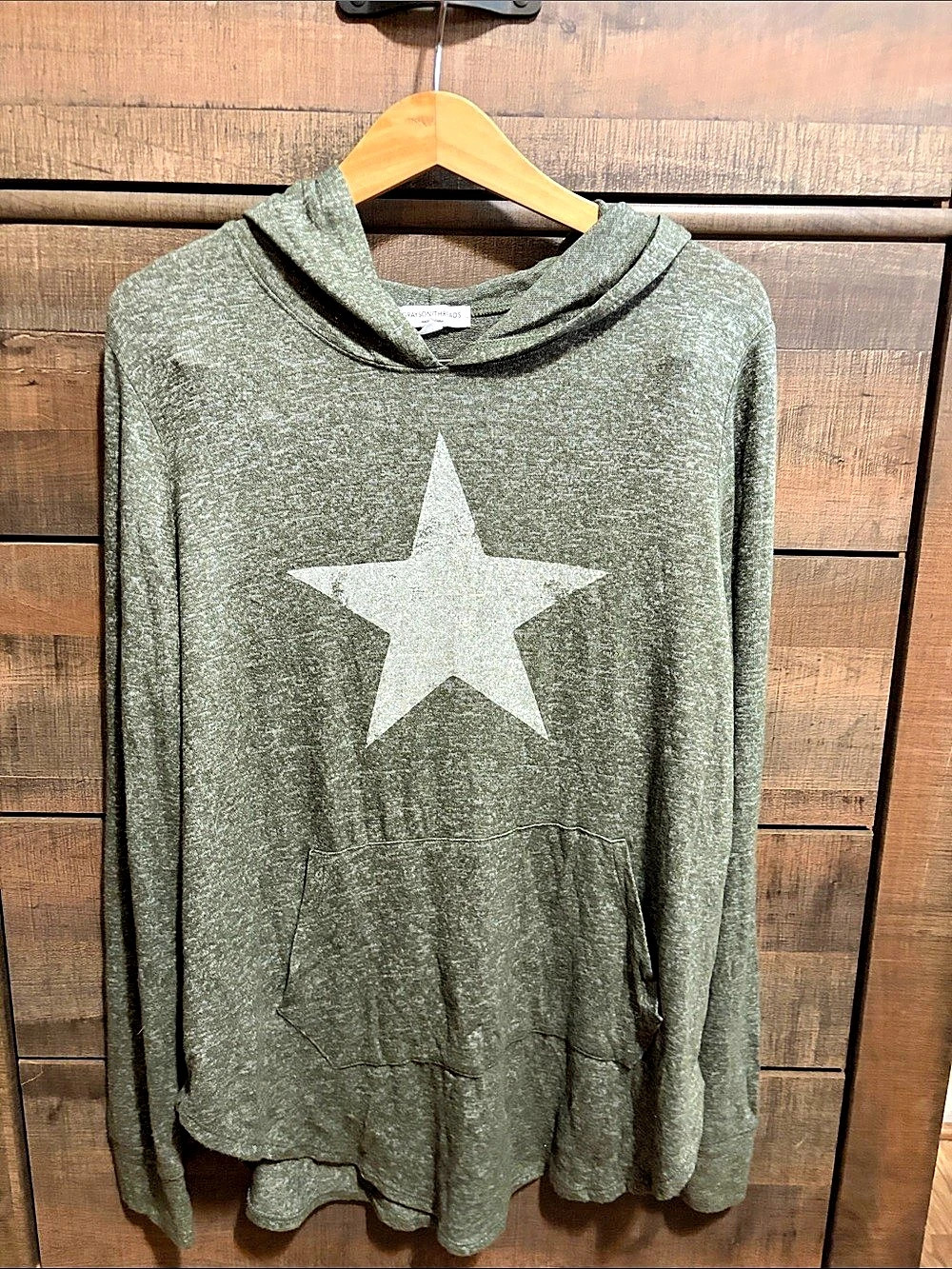 Grayson/Threads Olive Star Cowl Neck Hoodie XL